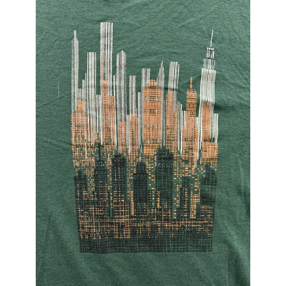 Banana‎ Republic Graphic T-Shirt Mens Green City Skyline Print Small